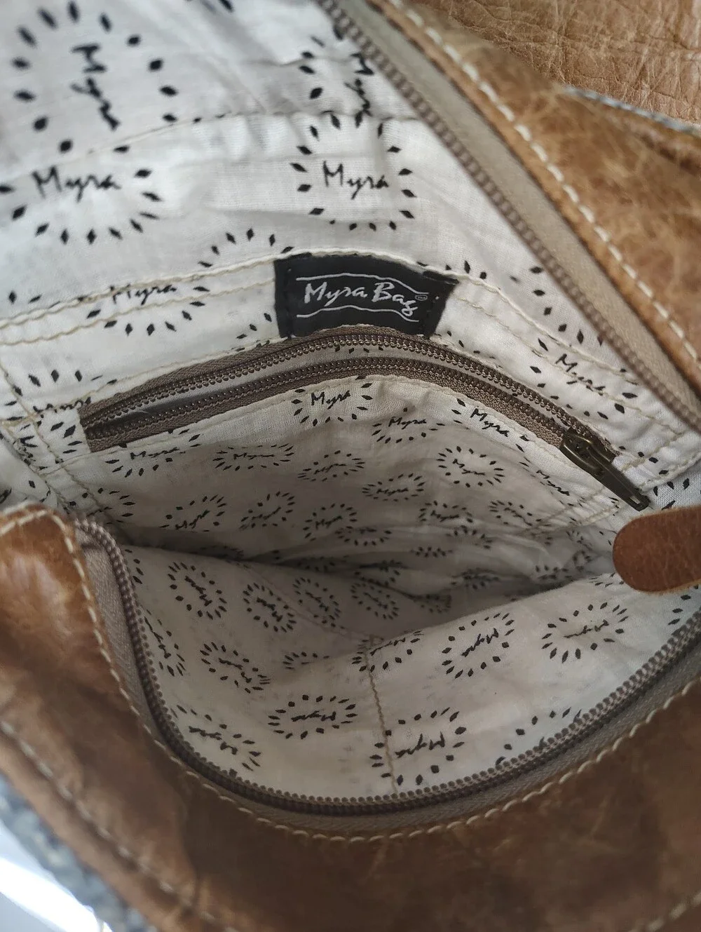 Myra Feelgood Factor Leather Woven Zebra Print Western Crossbody Bag
